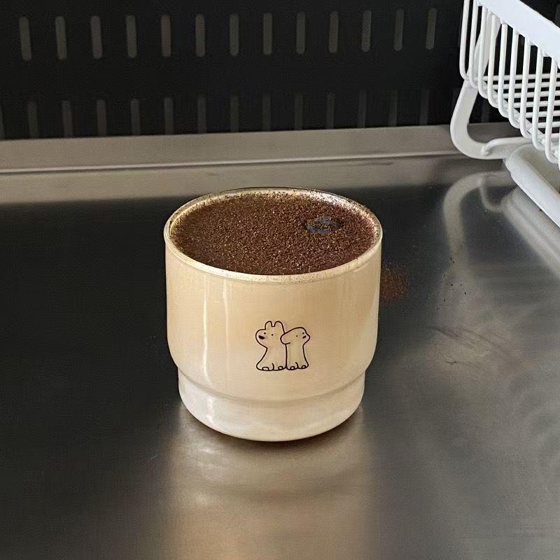 Ins Style High-Temp Resistant Glass Cup - Cute Cartoon Couple Design for Coffee & Milk