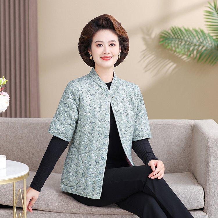 Women's Camel Down Cotton Vest for 50-60-Year-Olds: Thick, Mid-Sleeve Winter Jacket