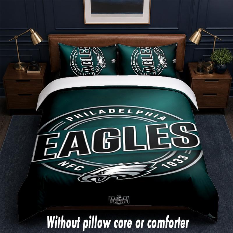 Philadelphia Eagles Design Bett Bettwäsche Set 1 Bettbezug + 2 Kissenbezüge Weich Atmungsaktiv Haushalt Bettwäsche