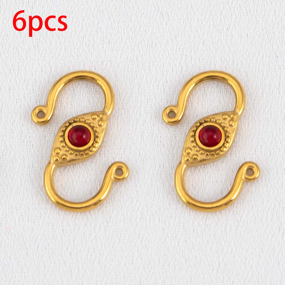 2pcs 6pcs Stainless Steel Natural Stone S Shape Hook Clasps Connectors Jewelry Makings Findings DIY Eye Clasp Jewelry Components