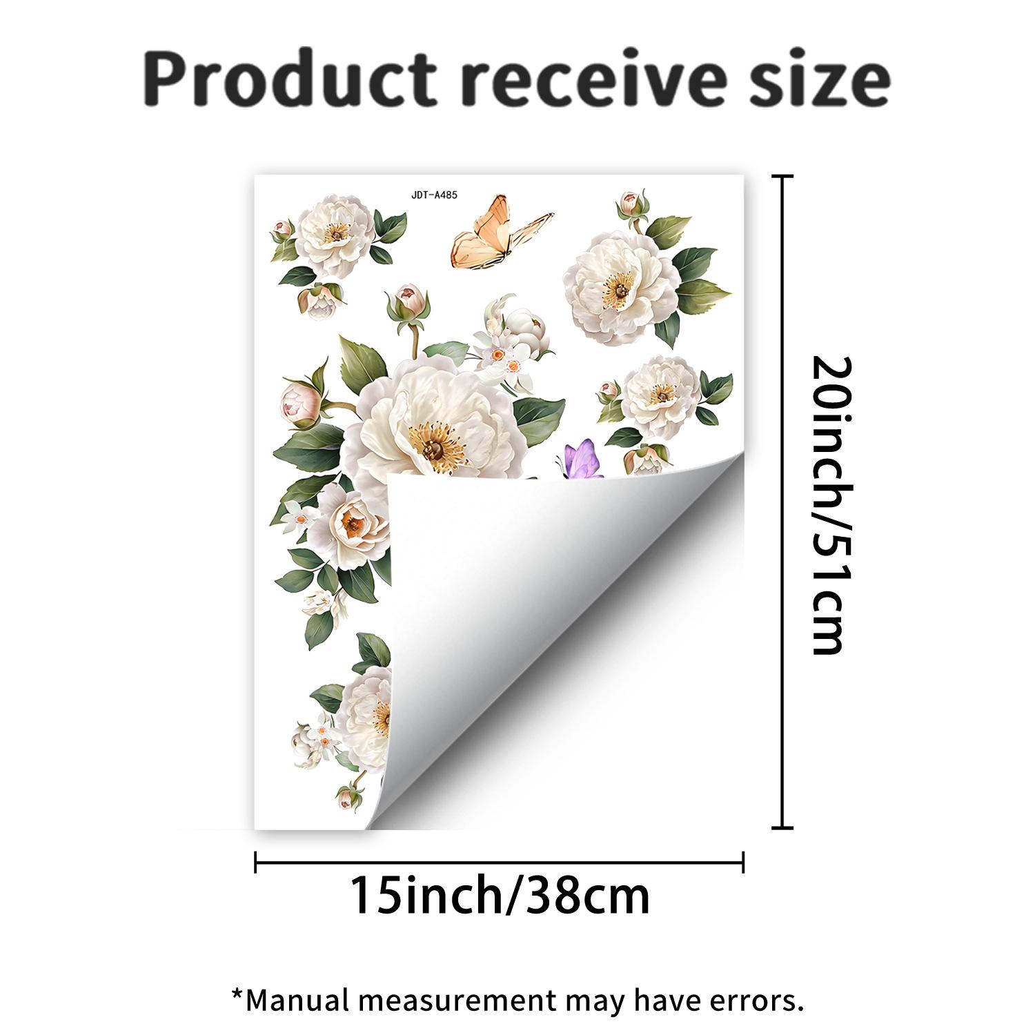 

White Peony Sticker Static Window Sticker for Living Room Glass Decoration Sticker JDT-A485