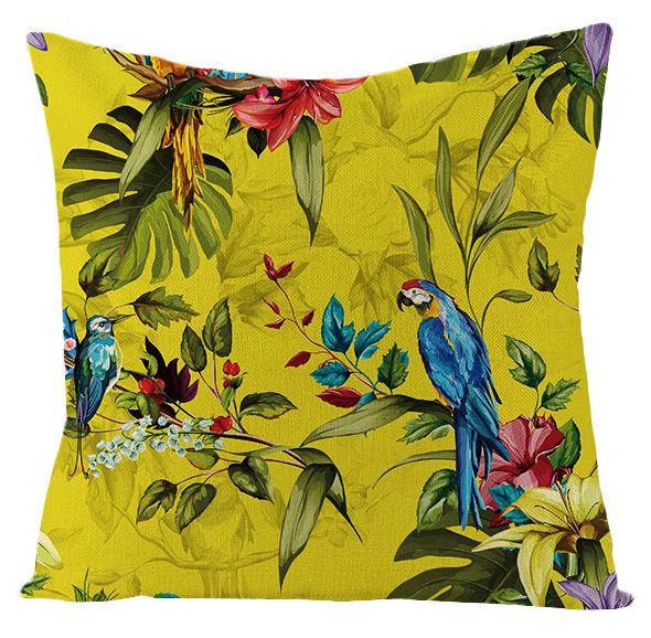 New Outdoor Waterproof Linen Pillow Case Tropical Green Leaf Cushion Cover