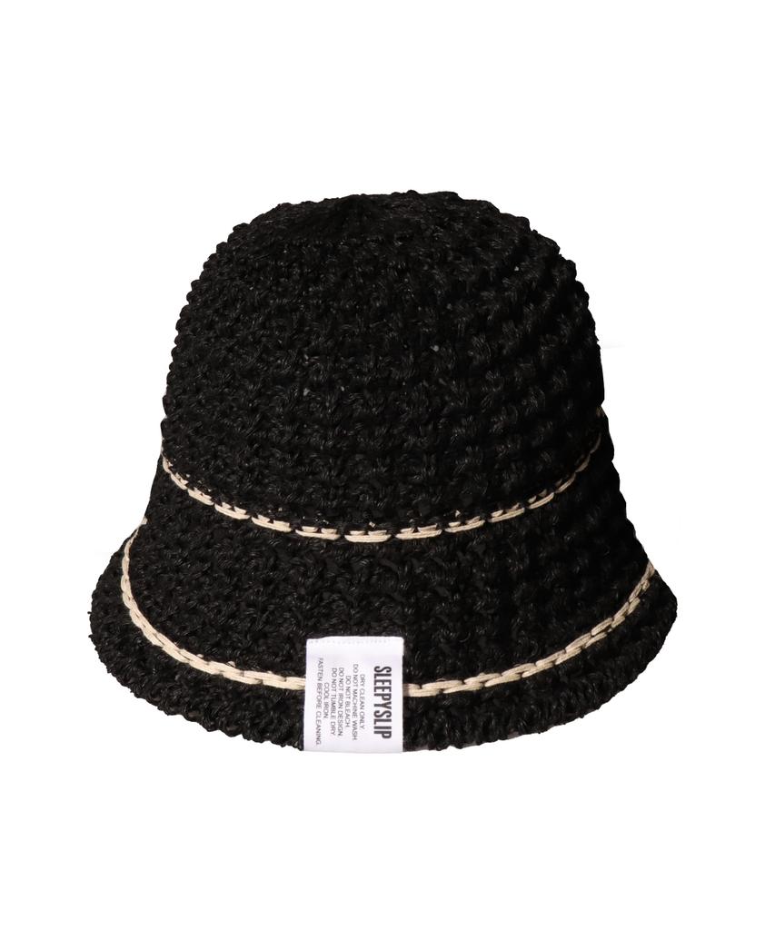Seullipiseullib Line Minimal Black Bucket Hat