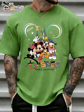 T-shirt con Stampa Cartone Animato Castello Disney Estate 2026 Harajuku Larga Casual Manica Corta Top Uomo Donna