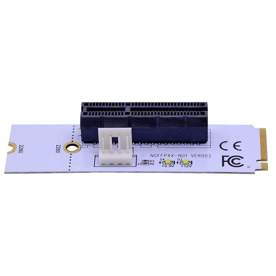 2Pcs NGFF M2 to PCI-e 4X 1X Slot Riser Card M Key SSD Port to PCIE Adapter