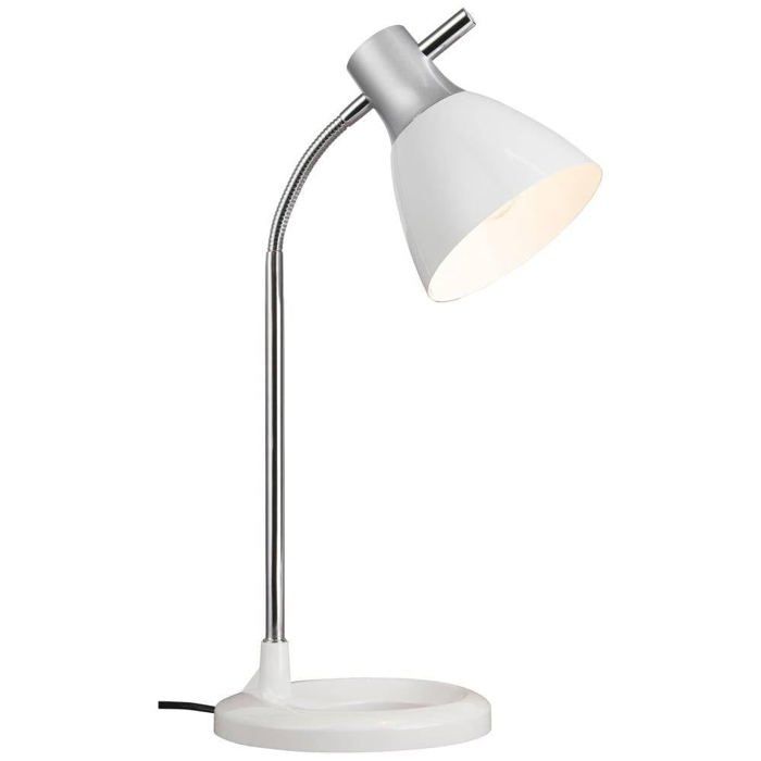 Lampe De Bureau - Blanc - E27 - 40W - Métal Et Plastique - Articulée