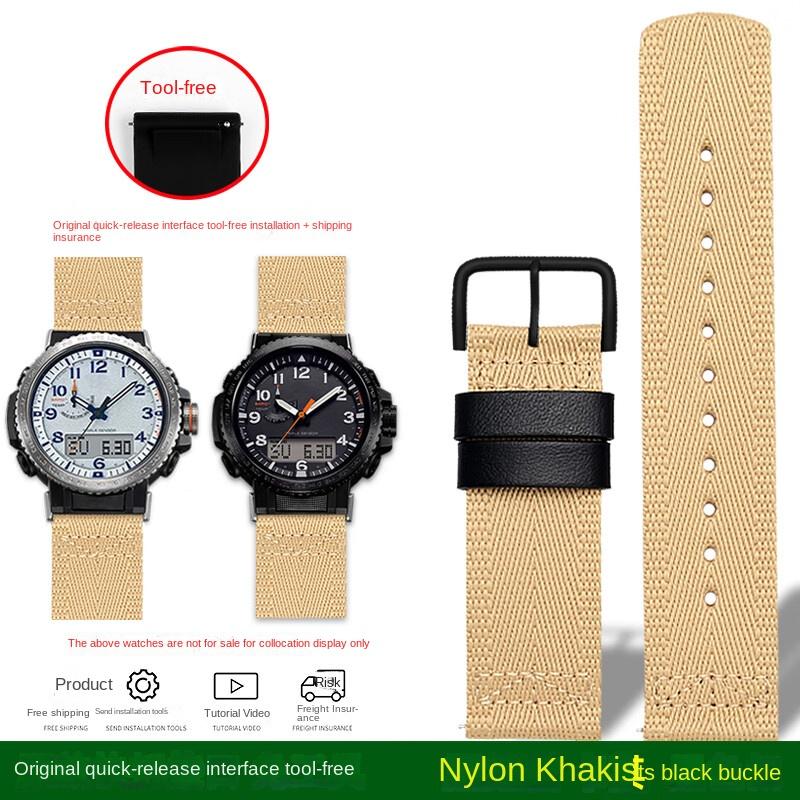 Para la serie Casio PRW-60Y/50Y/70Y/30 Correa Reloj de Montañismo PROTREK PRW-60Y PRW-50Y PRW-70Y Correa de reloj de lona de nylon 23 mm