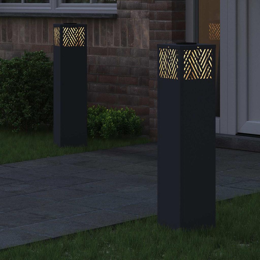 Solar LED Path Light 2 Pcs Anthracite Cold Rolled Steel