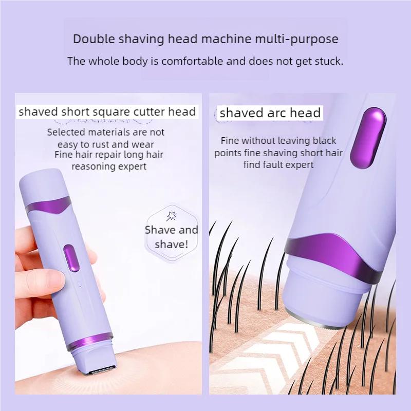Double Head Shaver for Women Hair Removal Rechargeable Cordless Bikini Trimmer Smooth Skin Hair Trimmer Waterproof Portable