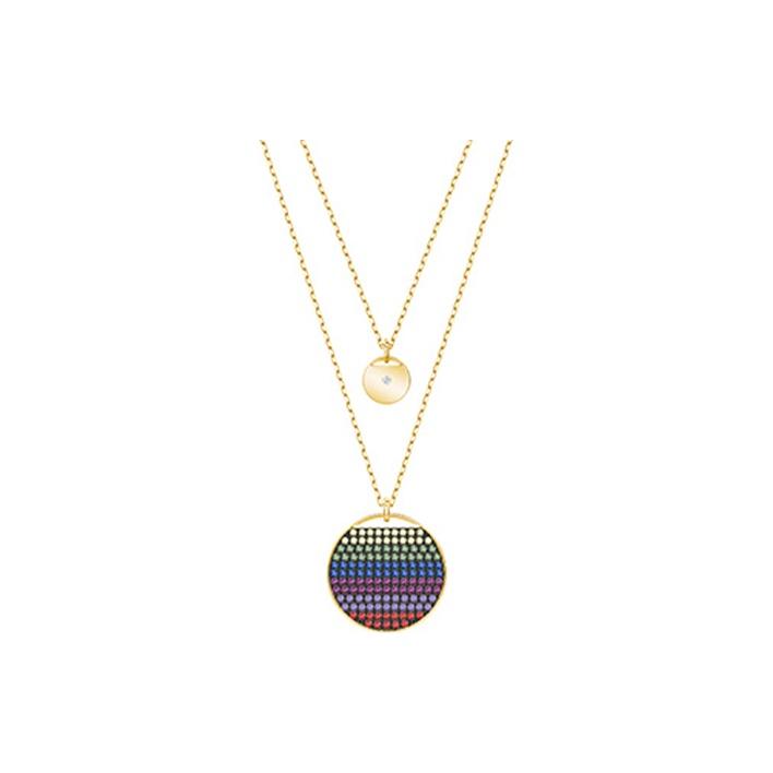 

Swarovski Ginger Round Pendant Double Layer Dark Gradient Imitation Crystal Necklace Women necklace 5397843 Dark Color Gradient