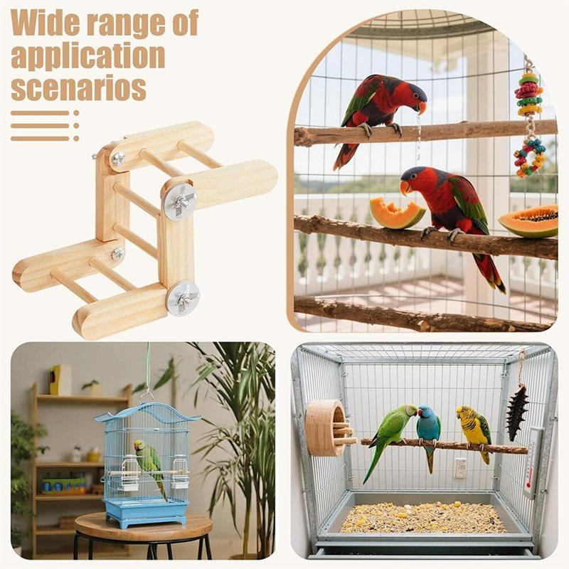 A84E-Adjustable Wood Ladder For Parrots, Bird Climbing Equipment , Sturdy Sunflower Hammock, Parrot Accessories