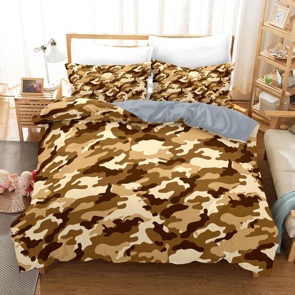 Bedding Home Textiles 3D Digital Printing Three-Piece Military Camouflage Quilt Cover Pillowcase