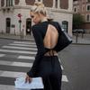 Women's Spring and Summer New French Sexy Backless T-shirt Fashion Temperament Elegant Body Top