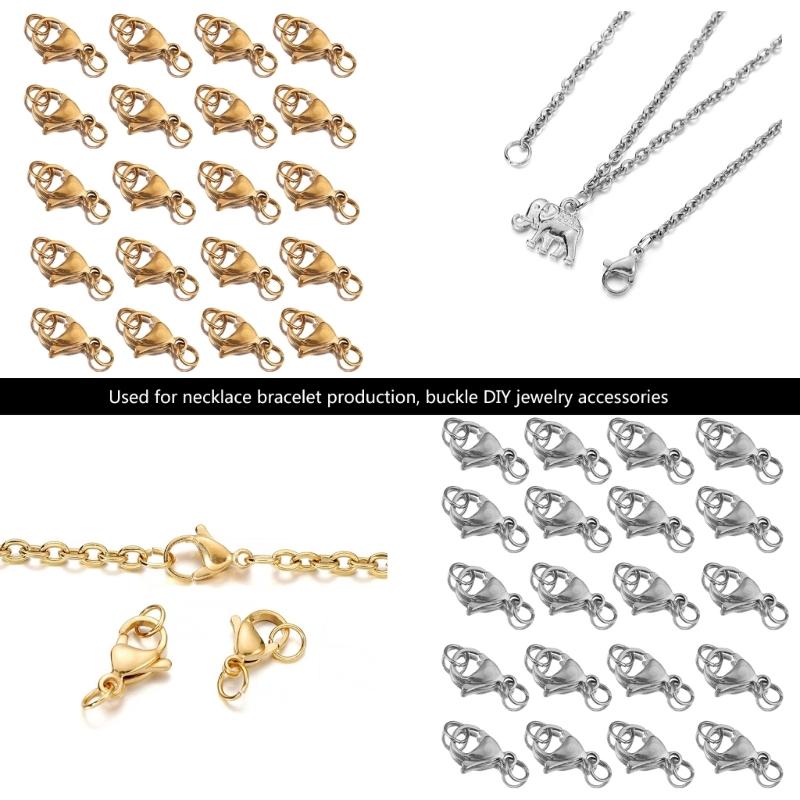 Stainless Steel Lobster Claw Clasps for Jewelry Making Portable Lobster Clasps Rings Necklace Bracelet Connectors