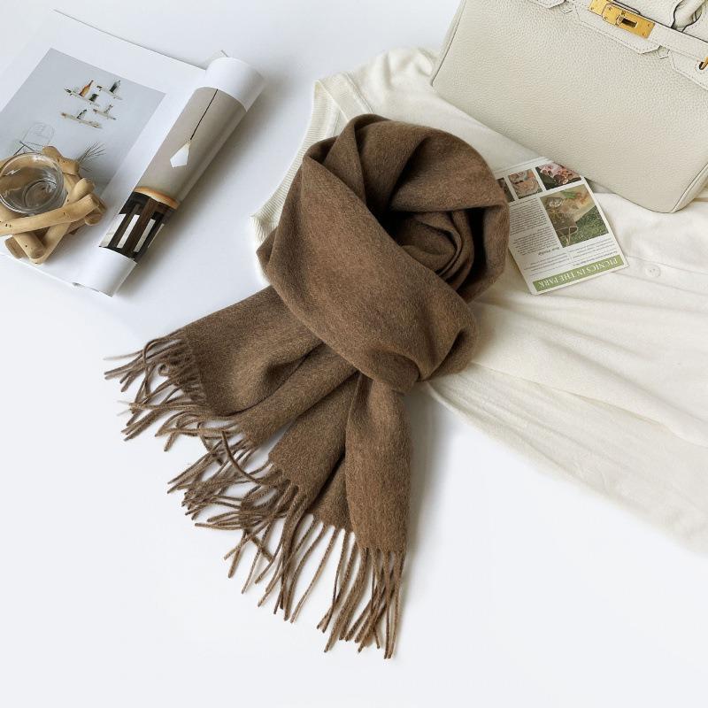 Women S Thick Warm Wool Scarf With Printed Logo For Winter Fashion