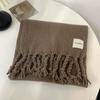 Student Solid Color Fringed Scarf Autumn Winter Warm Knitted Neck Warmer Couple Wool Thickened Neck Wrap