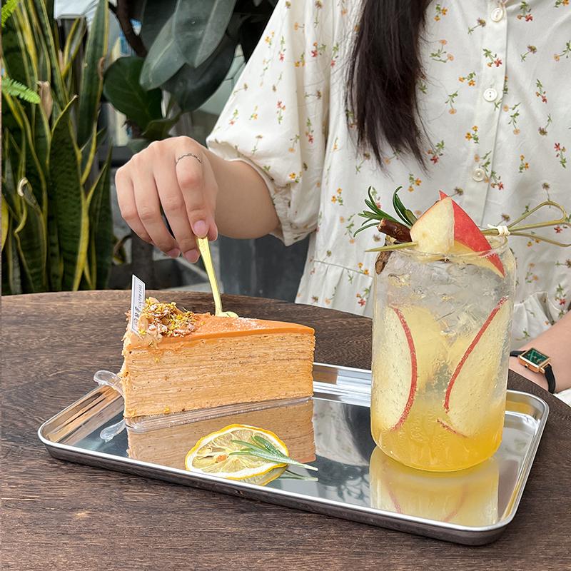 

Прямоугольная паллета из нержавеющей стали для кофейни, диск для хранения, сетка для закусок, торта, обеденная десертная тарелка, кухонный поднос для тарелок