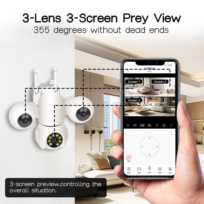 V380Pro Indoor Three-Lens 600W Pixel Home WiFi Camera