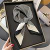100% Pure Silk Square Scarf Women Black White Camellia Print 68x68cm Lightweight Elegant Wrap Office Casual Wear