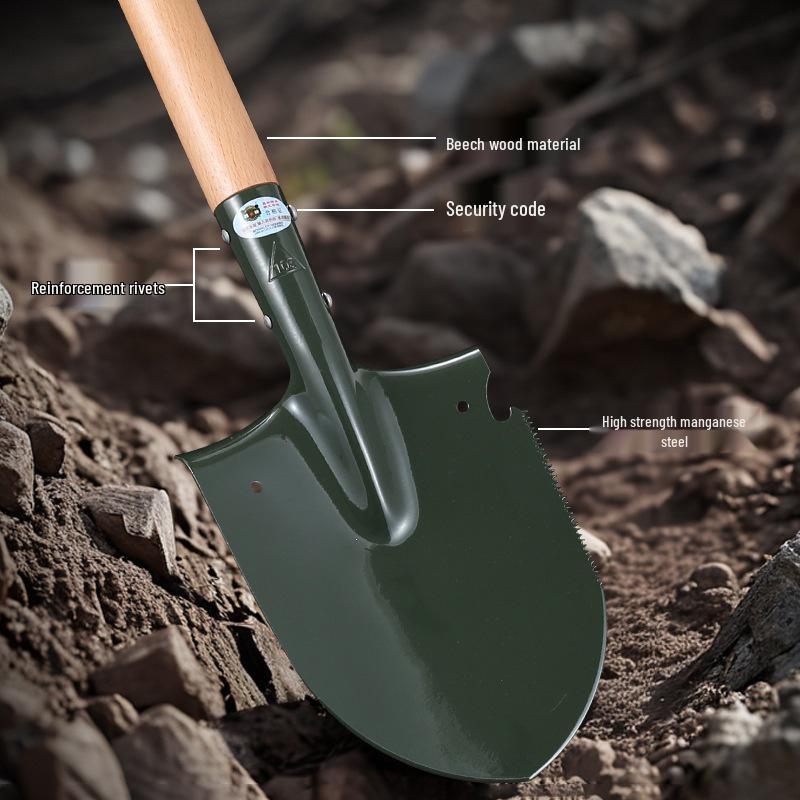 Changlin 108A Combat Shovel, Extended Manganese Steel, Beech Wood Handle, 80CM Length