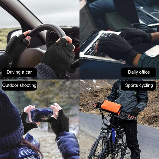 1 Pair Warm Gloves Good Fluffy Delicate Fleece Covered Winter Flip Top Mittens for Photographing