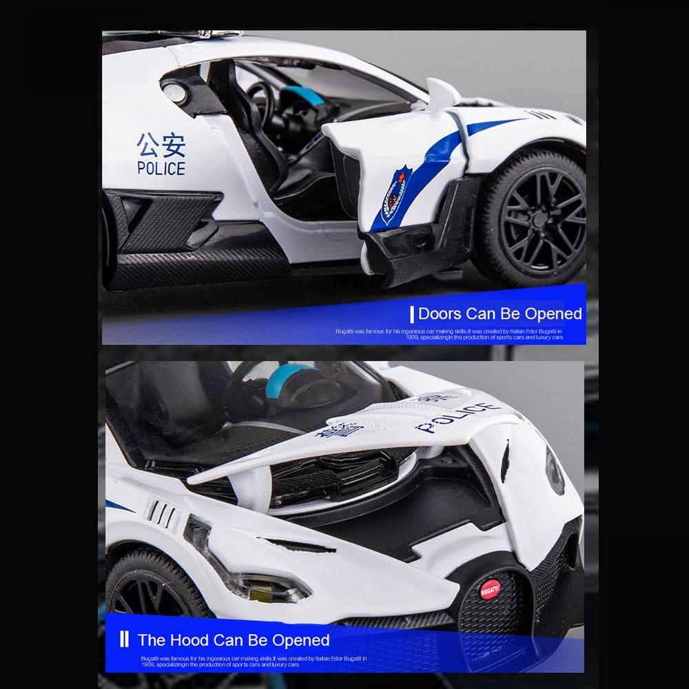 1:32 Scale Divo Santana Police Car Model Toy Sound Light Pull Back Doors Opened Supercar Models Toys for Kids' Edutainment
