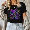 Neon Zombie Cat T-Shirt | Cyberpunk Graffiti Plush Kitty Tee