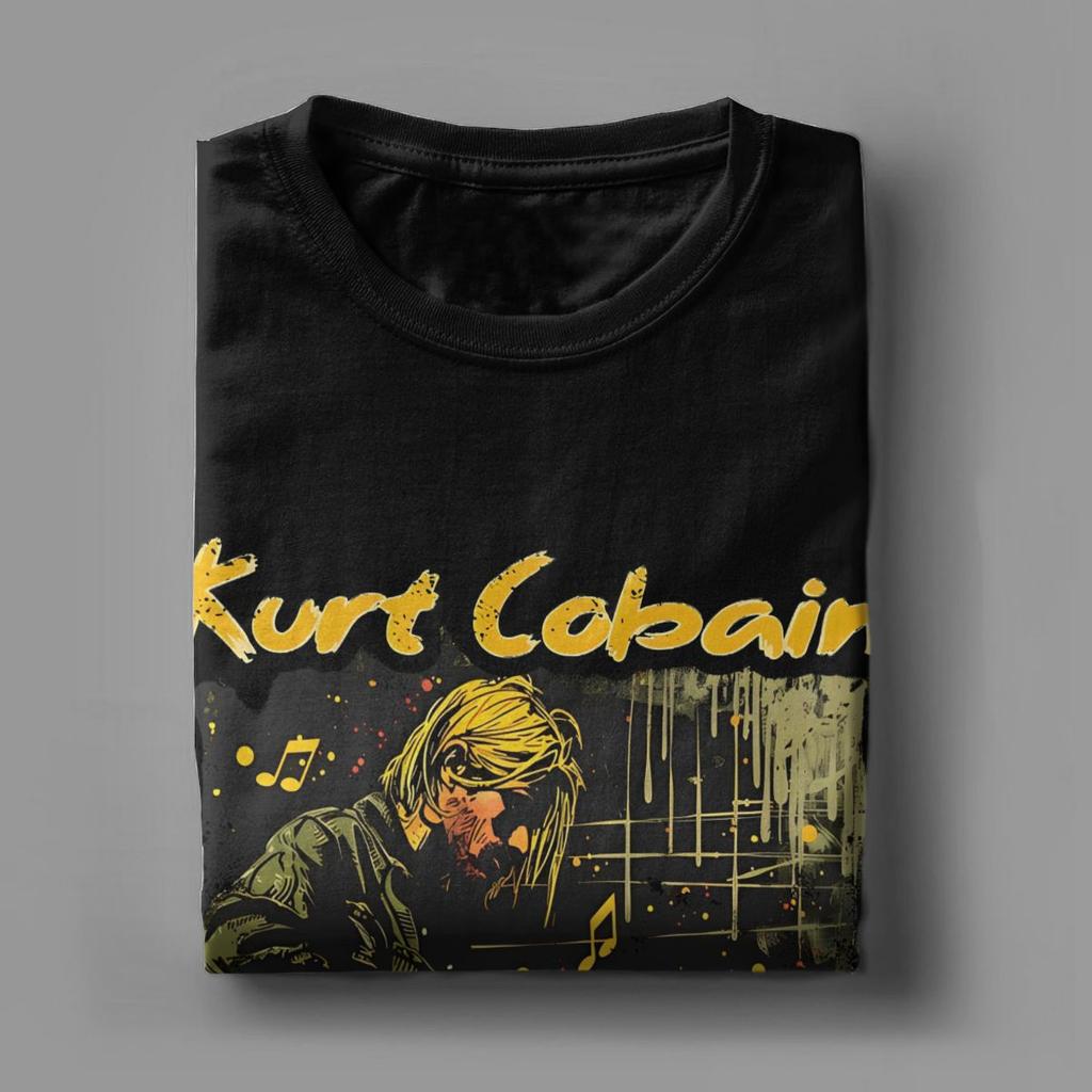 Casual Kurt Cobain T-shirts för män Rund hals Bomulls T-shirt Kortärmad T-shirt Unika toppar