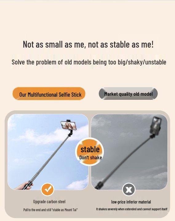 Multifunctional 2025 Anti-Shake Selfie Stick & Tripod for Live Streaming