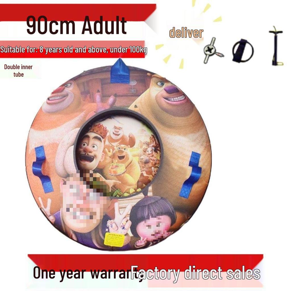 Durable Inflatable Snow Tube with Anti-Collision Features - Seven-Color for Adults and Kids