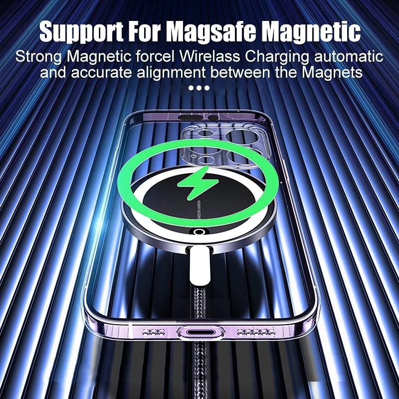 Transparent For Magsafe Magnetic Silicone Case For iPhone 15 14 13 12 11 Pro Max XS XR 7 8 Plus Wireless Charging Cover