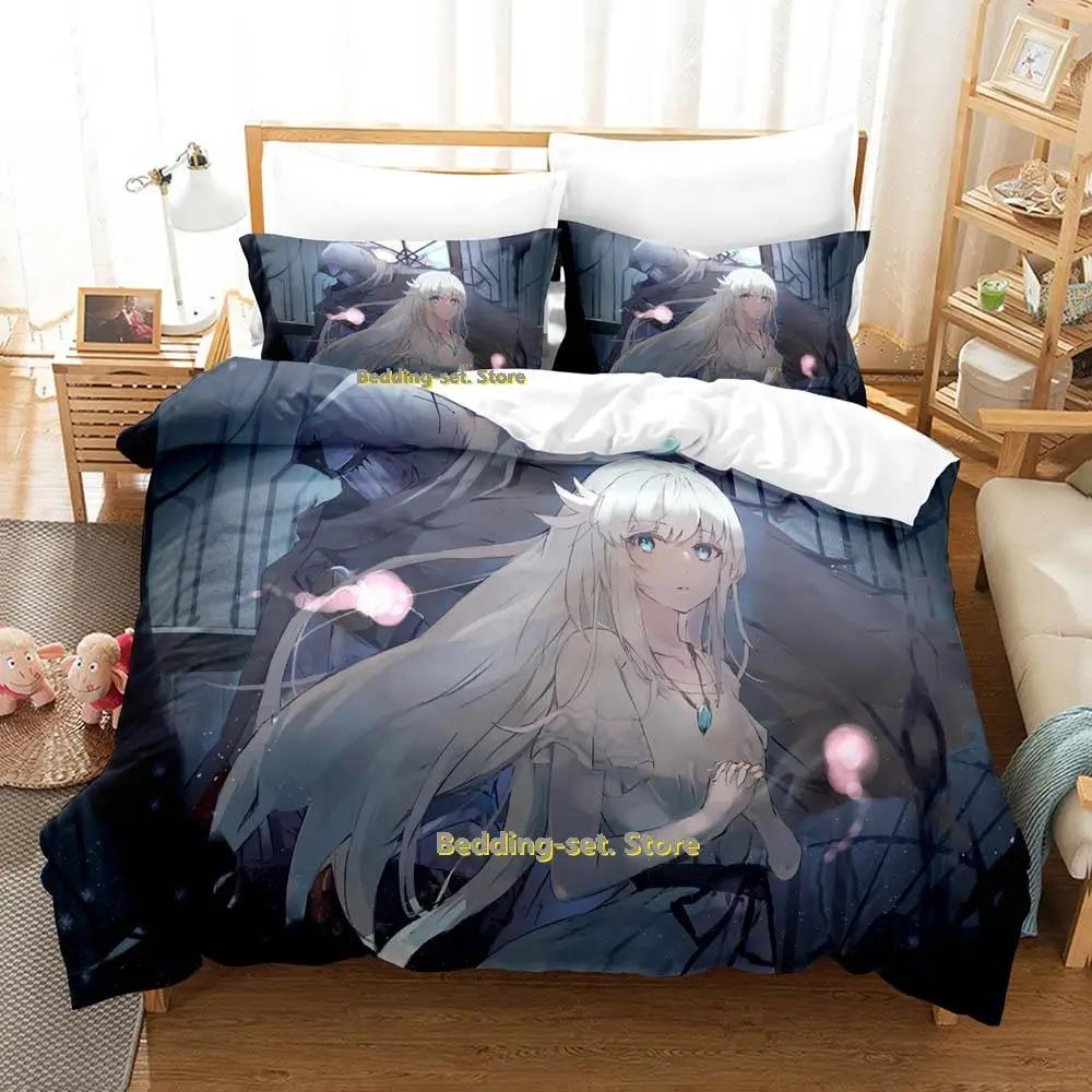 Gamw ENDER LILIES Quietus of the Knights Bettwäsche-Set Cartoon Anime dreiteiliges Set Erwachsene Kind Schlafzimmer Bettbezug-Sets 3D-Druck