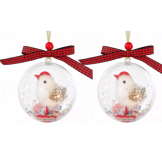 Nature's Birds Ball Ornament 3D Animal Clear Plastic Ball Decoration Christmas Tree Memorial Gift for Bird Lovers
