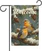 Winter Birds, Welcome Pine Tree And Pinecones Double Sided Garden ag 12x18 Inch, Outdoor Decor, Yard Decor, Holiday Decora GGO
