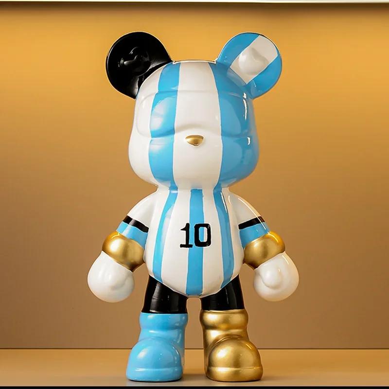 Bear Ceramic Bank Sculpture Animal Money Box Statue for Home Office Decor With Coin Slot Novelty Football Enthusiasts Gift