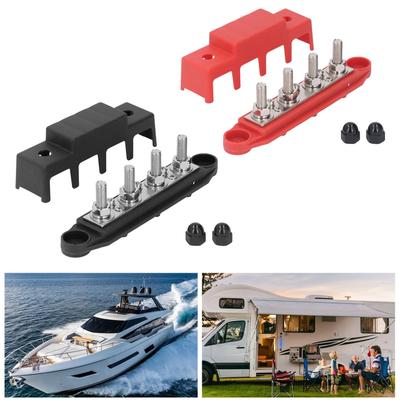 Power Distribution Block M8 Screw 4 Terminal Bus  DC 48V 250A for Automobile Boat Power Distribution Block Bus  250A