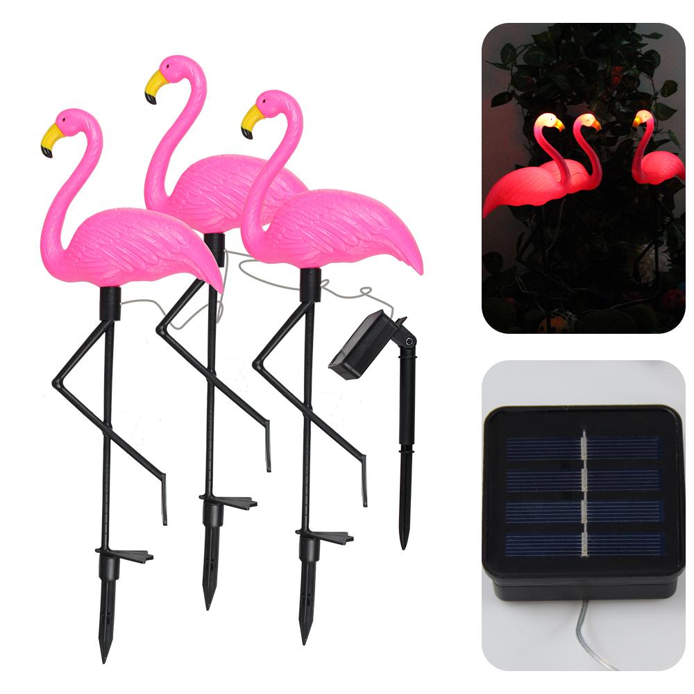 Flamingo Solar Garden Lights Outdoor Decor Waterproof Lawn Light Pathways Patio Decoration Stake Lights Holiday Supplies