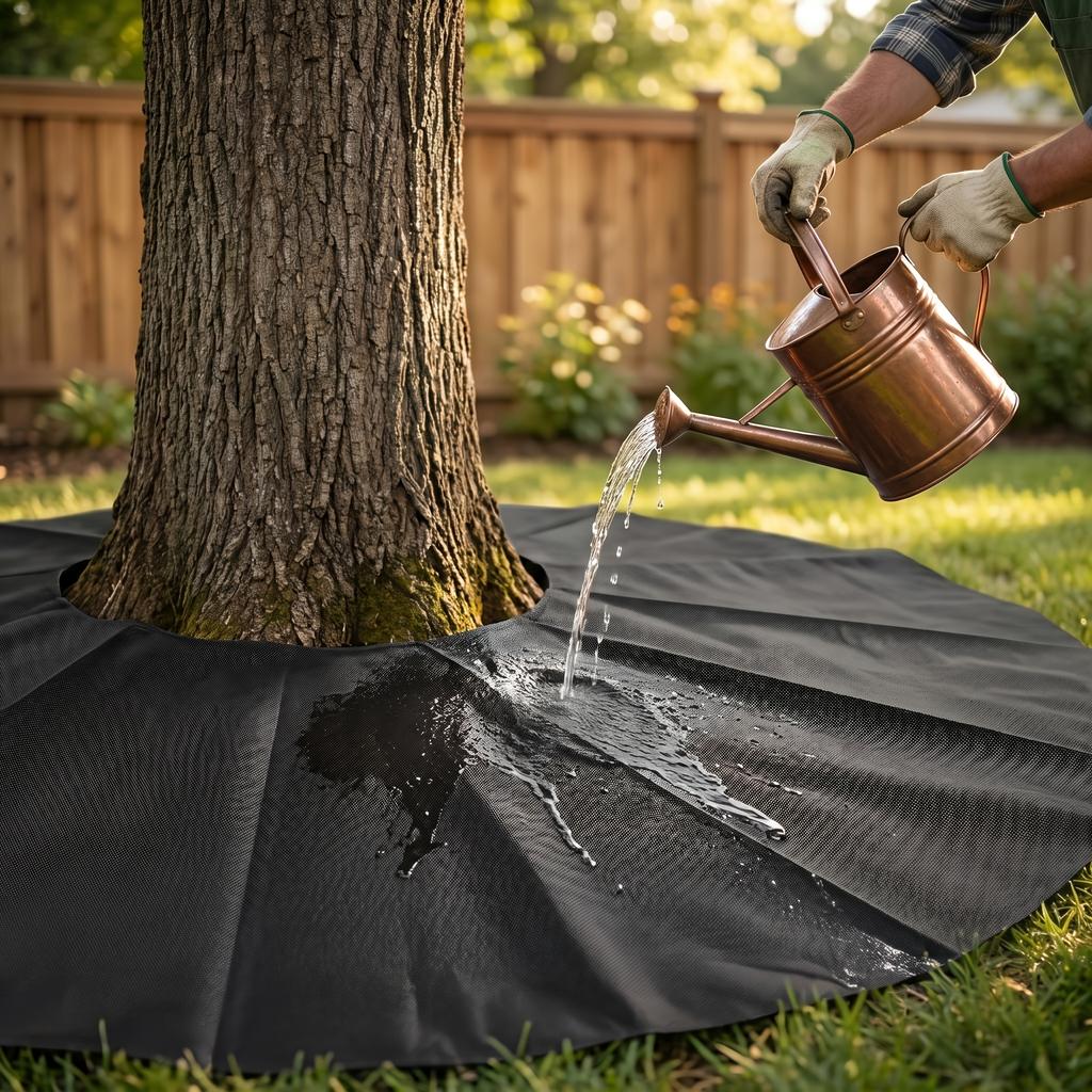 10Pcs Round Tree Weed Control Mat Heavy Duty Non Woven Landscape Fabric Mulch Ring Cover Outdoor Garden Tree Protector Mat