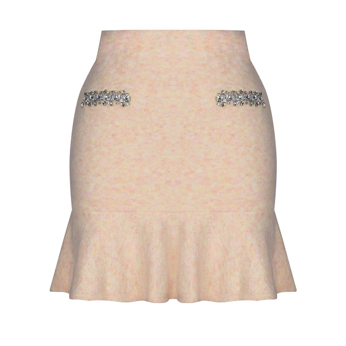 Spot spring and autumn new fashion cashmere knitted nails drilled wool top cardigan jacket + hip skirt 24282 S