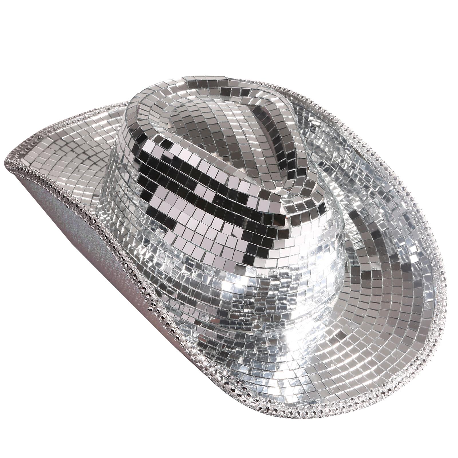 

Neon Cowgirl Hat Ultra-flashing Cowboy Hat Mirrored Disco Ball for Music Festivals Sparkly Mirrored Cowboy Hat All-match 1