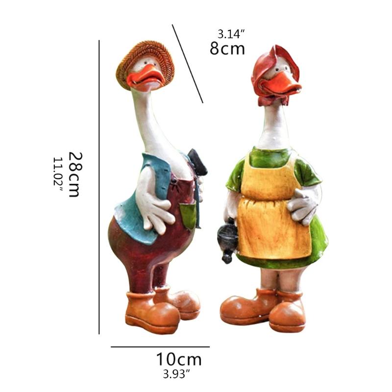 Couple Duck Statue Resin Garden Ornaments Cartoon Art Animal Sculpture Outdoor Landscape Pond Yard Lawn Decoration