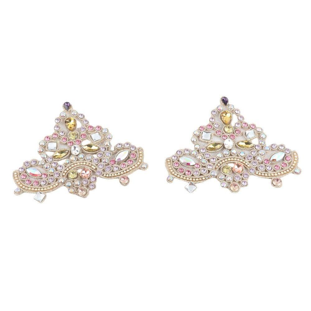 2pcs Embroidery Applique Crystal Rhinestone Patches For Clothing Accessories