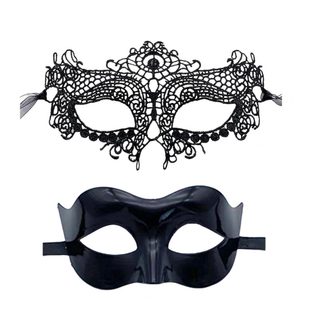 2 Pcs Couple Masquerade Masque Set For Men And Women Lace Venetian Party Masque Party Prom Ball Costume Accessory