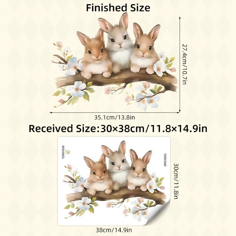 1Pc Watercolor Flower Cartoon Rabbit Wall Stickers for Kids Room Decor Baby Room Child Home Decoration Living Room Wall Decals