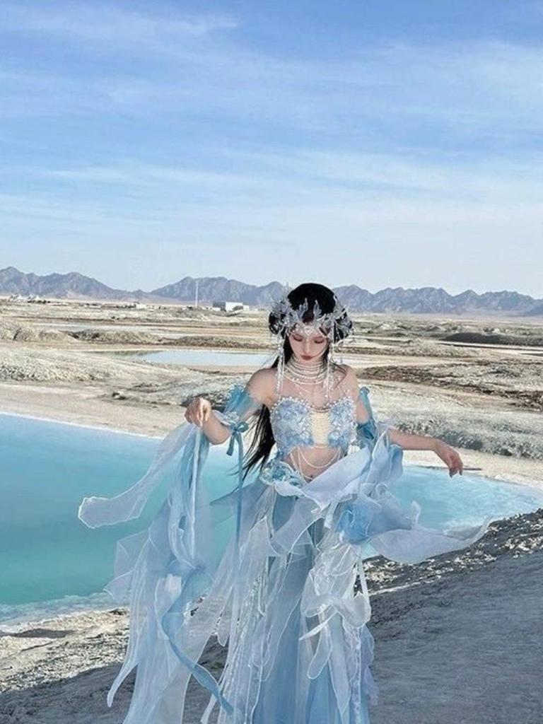 Princesa Sereia Série Exótica: Vestido de Fada Bordado Degradê Hanfu