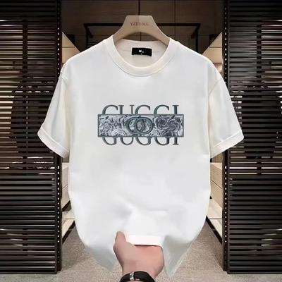 100% bomull sommartryck herr T-shirt rund hals kortärmad T-shirt Ny bokstav 2025 trend halv ärm mode vardaglig ins#Färg(1)