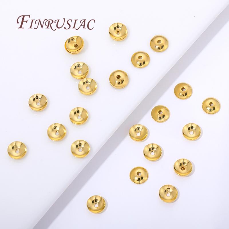 18K Gold Plated 6mm Bead Caps For Jewelry Making,Brass Beads Cap Spacer Beads For DIY Bracelets&Earrings Making Accessories