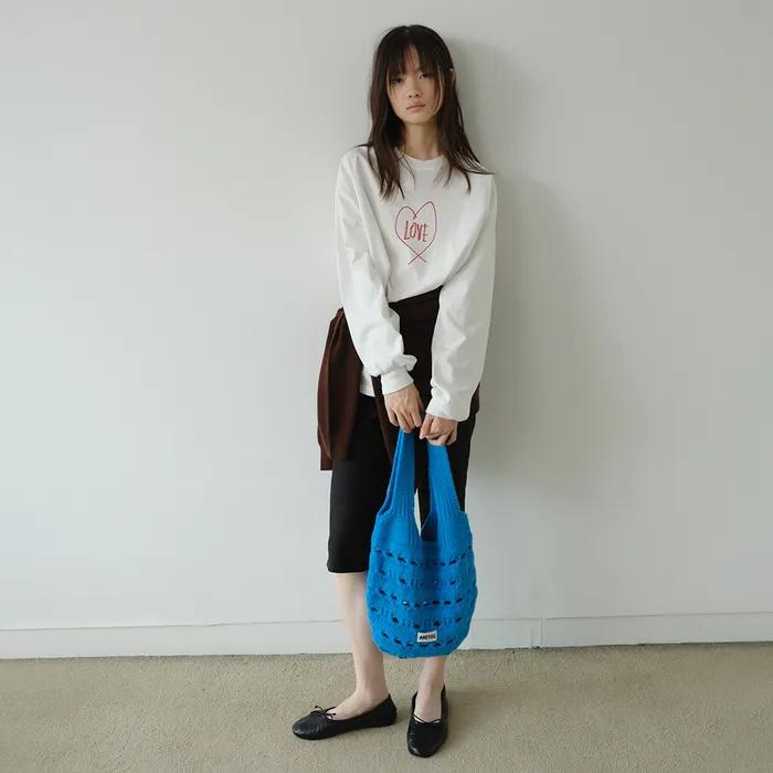 PIE WOOL 100% KNIT SHOPPER BAG (4COLOR)