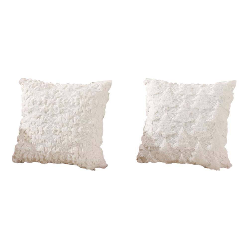 Christmas Pillow Covers 45x45cm Soft Plush Pillowcase (White Snowflakes) QDE