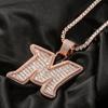 THE BLING KING Big Baguettecz Letter M Pendan Iced Out Cubic Square Zirconia Charm Choker Necklace Hiphop Jewelry